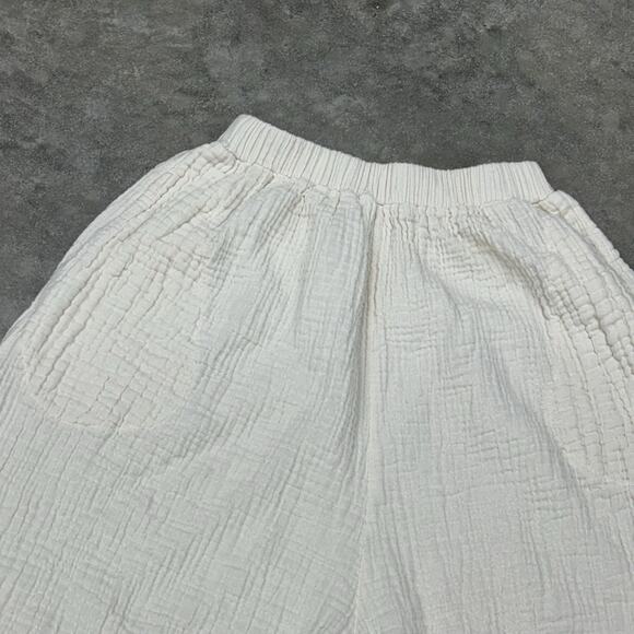 Cream 100% Cotton Guaze Ballon Pants With Pockets Made In Thailand OS - Picture 2 of 7